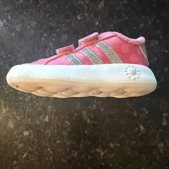 Adidas Disney Grand Court Minnie Mouse silver sparkle Pink Sneakers size 8 - Picture 5 of 16